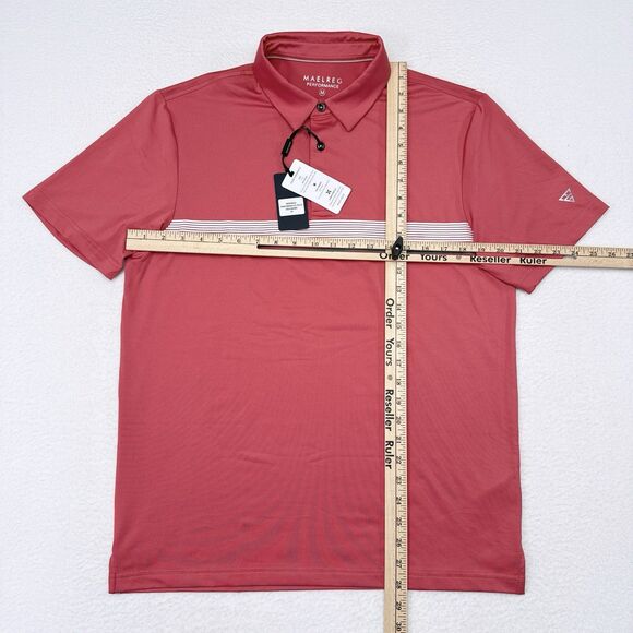 MAELREG Golf Polo Shirt Mens Size Medium Performance Stretch Cranberry Pink NEW‎ - Picture 9 of 11